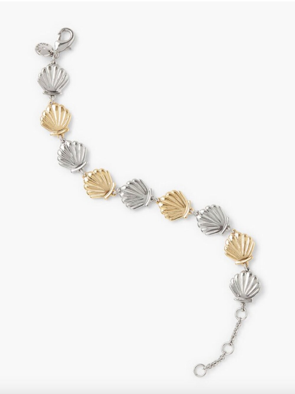 Seashell Bracelet Silver Gold Tone Talbots Scallop Shell 7" to 8.25" Adjustable